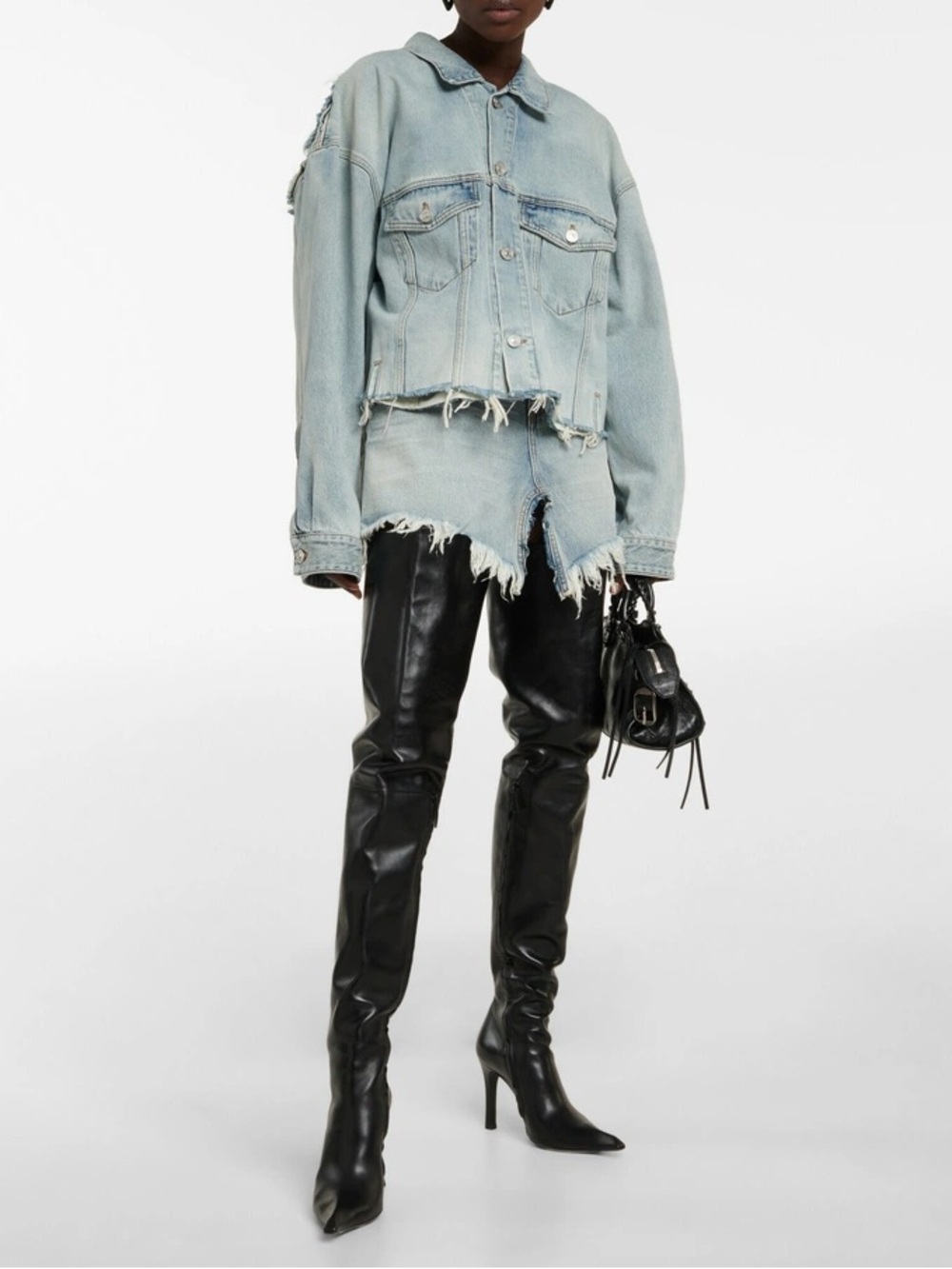 Balenciaga Deconstructed Oversized Denim Jacket Size S Collection 2023
